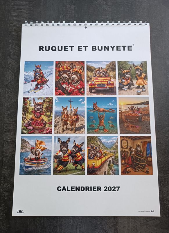 Calendrier 2027 "Ruquet et Bunyete" A3 Mural 13 Pages avec Cases