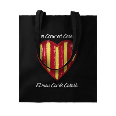 Tote Bag Noir "Mon Cœur est Catalan"