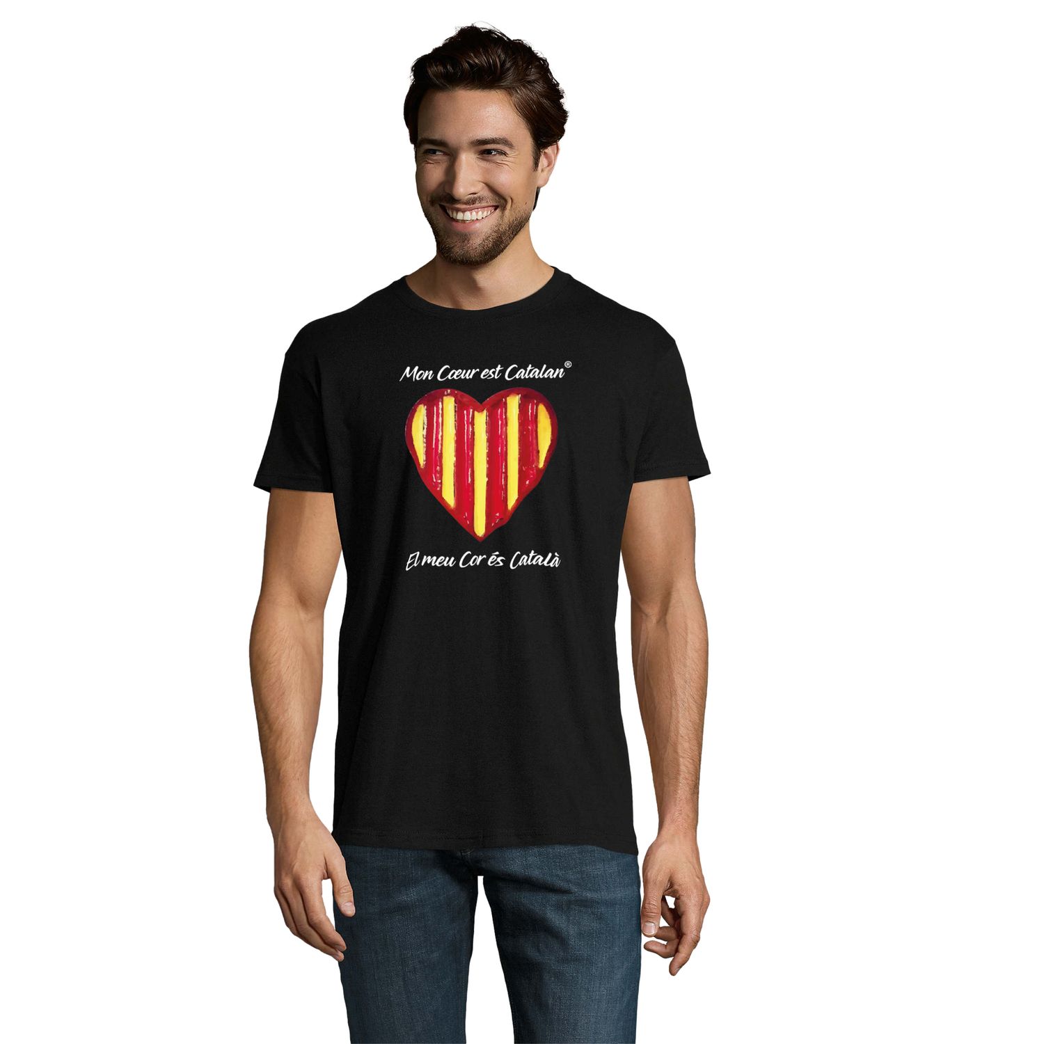 Tee Shirt Noir Unisexe Tee Shirt Noir Unisexe "Mon Cœur est Catalan"