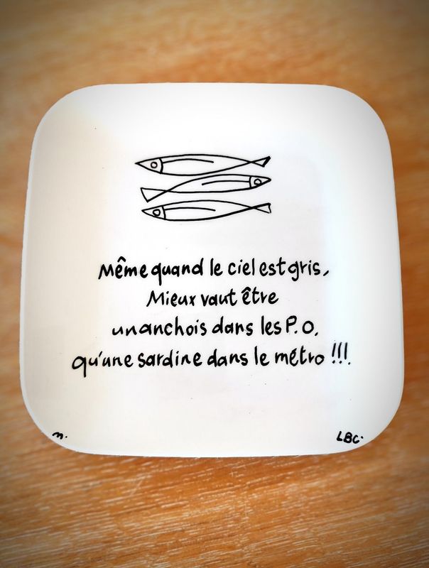 Assiette "L'Anchois des P.O" 20x20