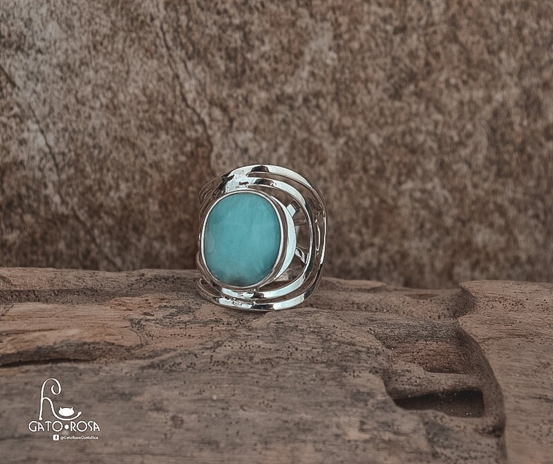 ANILLO DE PLATA OVALADO DE LARIMAR AN0046M