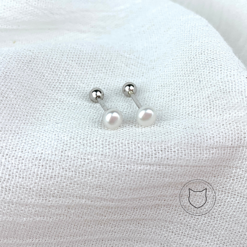 ARETES DE PLATA 925 RODINADA Y PERLA CULTIVADA AB0024L21