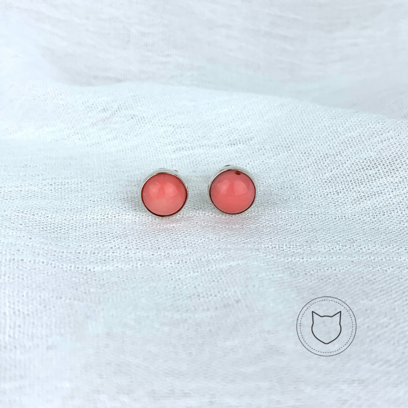 ARETES CORAL ROSADO Y PLATA 925 AR0003M