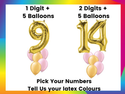Gold Foil Numbers- Helium Balloon Bouquet