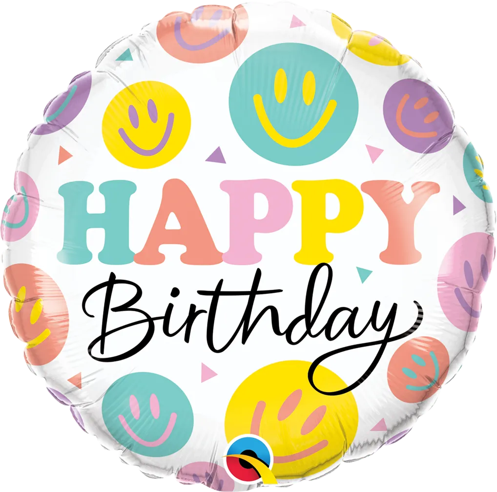 18″ ROUND FOIL BDAY COLORFUL SMILES