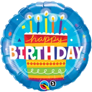 18″ ROUND FOIL BIRTHDAY CAKE BLUE