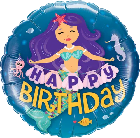 18″ ROUND FOIL-HAPPY BIRTHDAY MERMAID