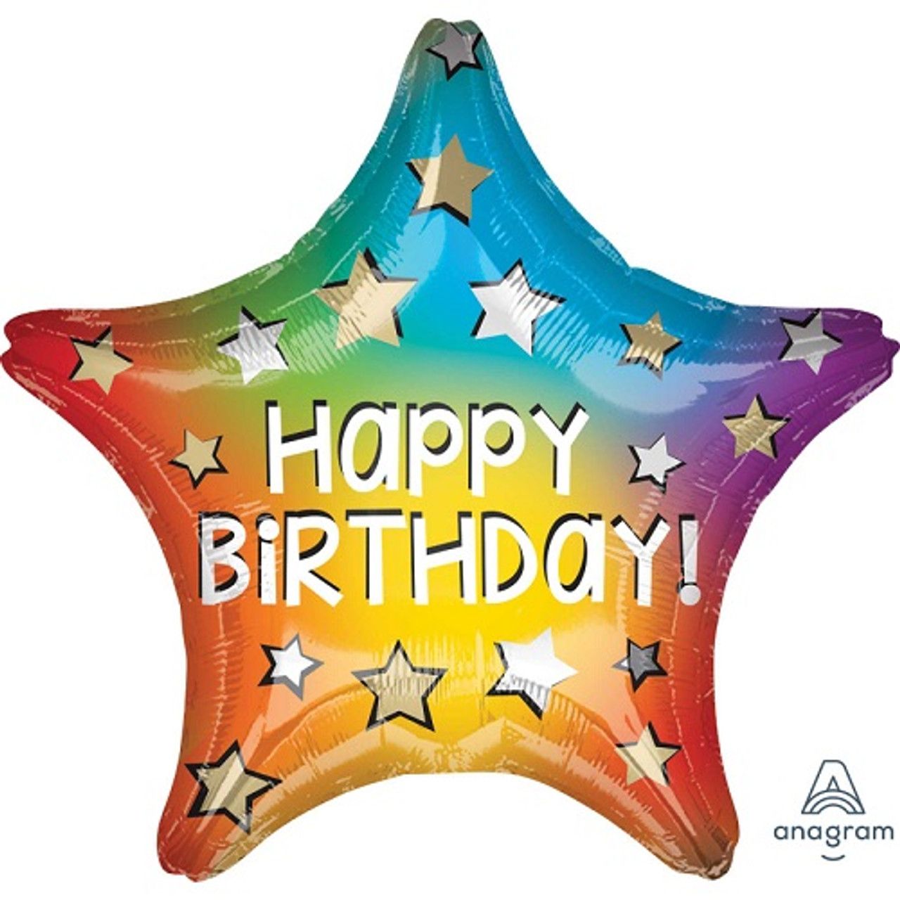 18″ ROUND FOIL-Happy Birthday Rainbow Star