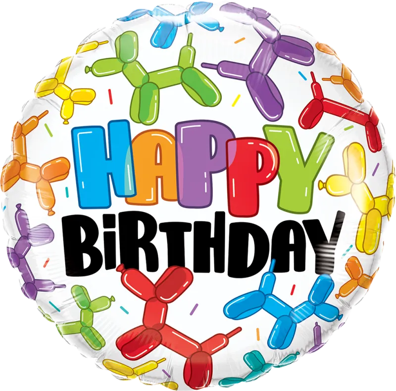 18″ ROUND FOIL BDAY BALLOON DOGS