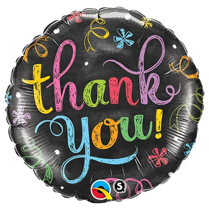 18″ ROUND FOIL -Thank you Chalkboard