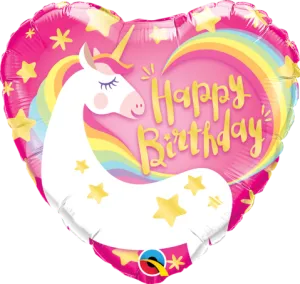 18″ HEART FOIL BIRTHDAY MAGICAL UNICORN