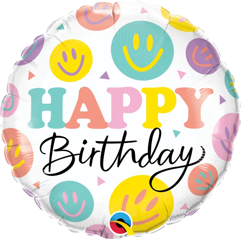 18″ ROUND FOIL BDAY COLORFUL SMILES