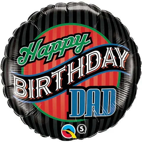 18″ ROUND FOIL-Happy Birthday Dad