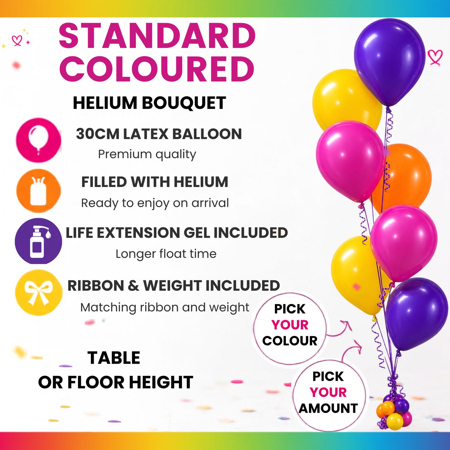 STANDARD COLOURED HELIUM BOUQUET