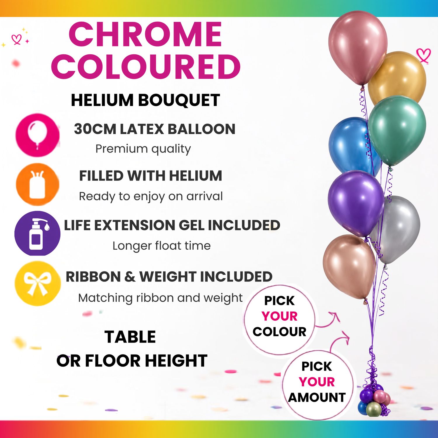 CHROME COLOURED HELIUM BOUQUET
