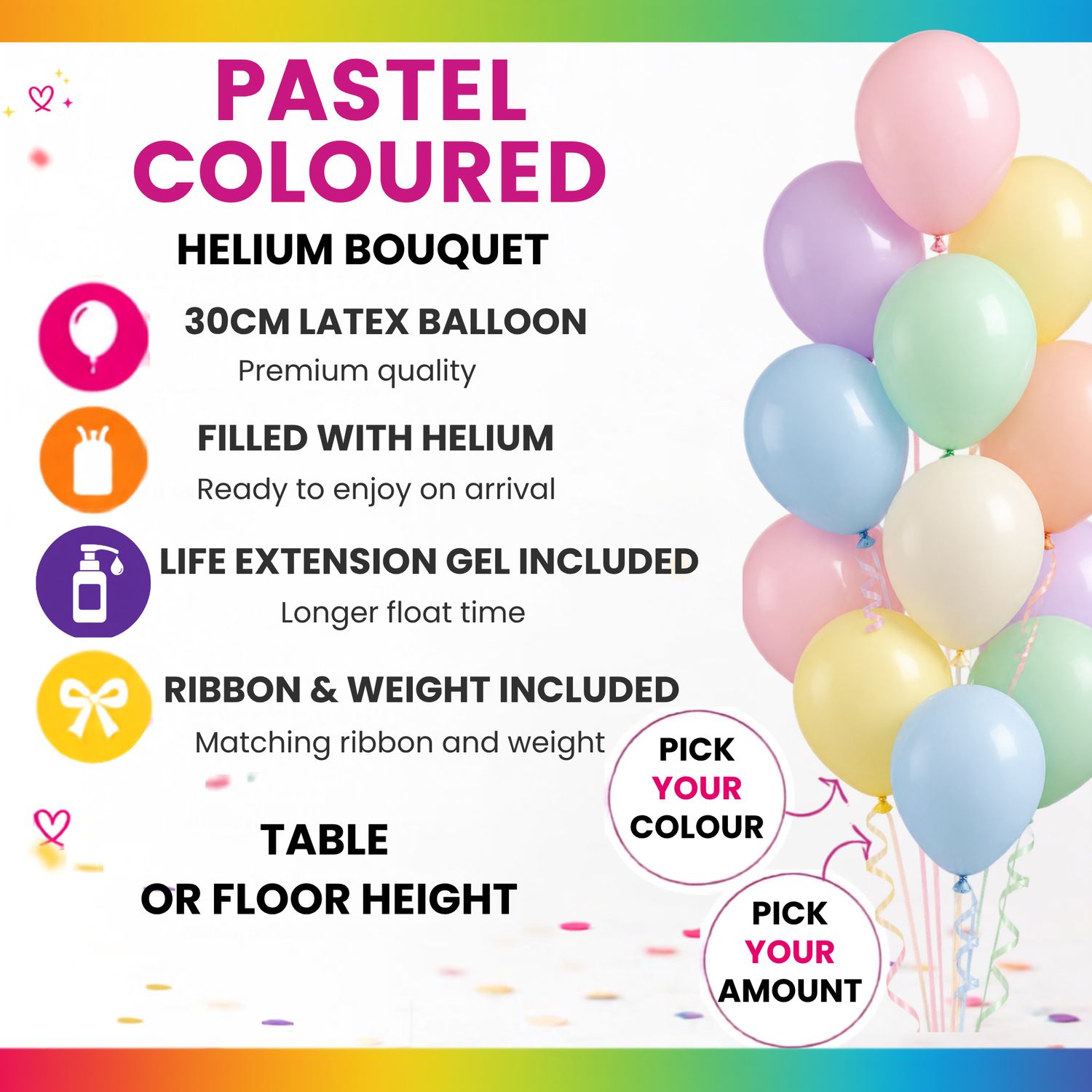 PASTEL COLOURED HELIUM BOUQUET