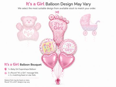 It's A Girl - Balloon Bouquet by Glitz N Twists