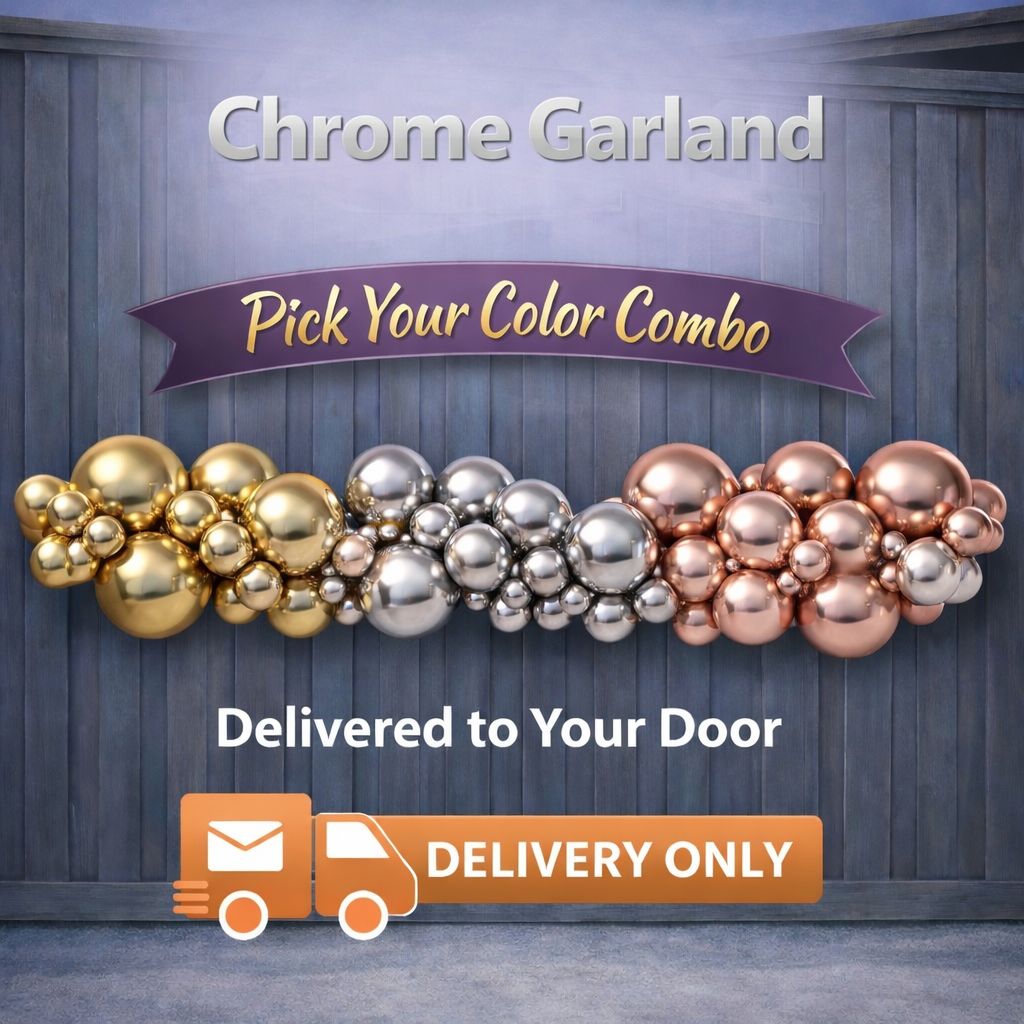 Chrome Organic Balloon Garland (Delivery) - per 1 meter