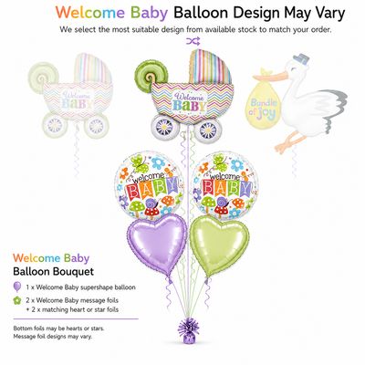Welcome Baby - Balloon Bouquet by Glitz N Twists