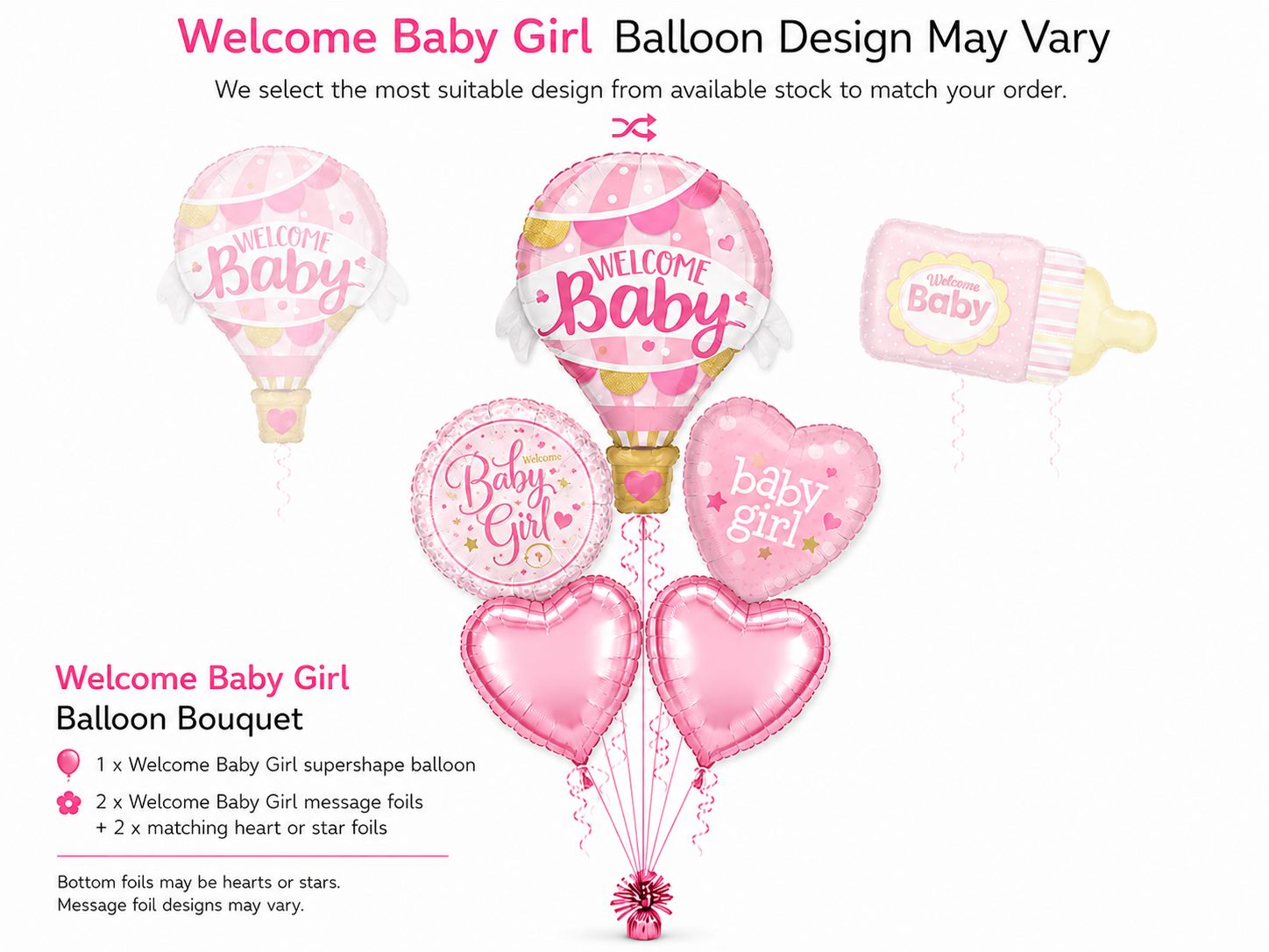 Welcome Baby Girl  - Balloon Bouquet