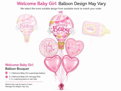 Welcome Baby Girl  - Balloon Bouquet