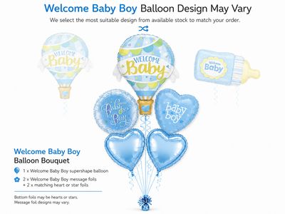 Welcome Baby Boy - Balloon Bouquet by Glitz N Twists