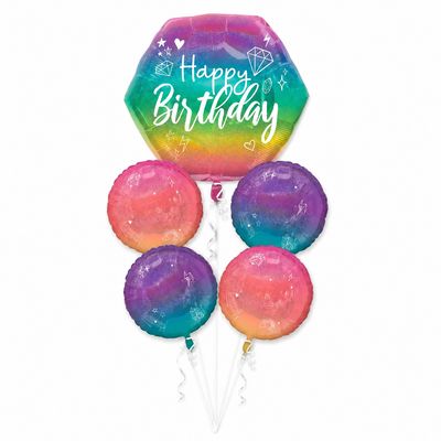 Ombre Sparkle Happy Birthday - Balloon Bouquet by Glitz N Twists