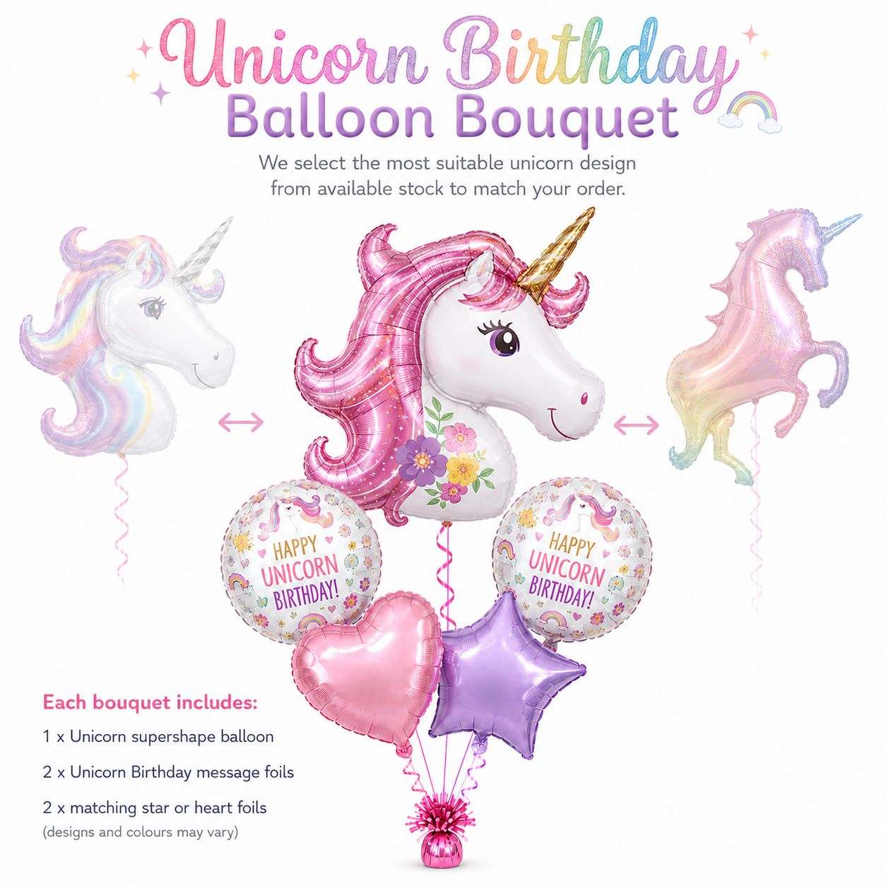 Unicorn Birthday - Balloon Bouquet