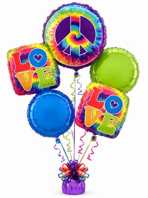 Feeling Groovy – 60’s Tie Dye Hippie -Balloon Bouquet by Glitz N Twists