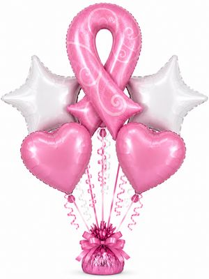 Pink Ribbon Breast Cancer Awareness -Balloon Bouquet by Glitz N Twists