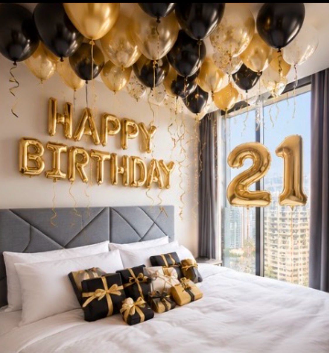 Happy Birthday-Number Balloon -Hotel Room Balloon Package