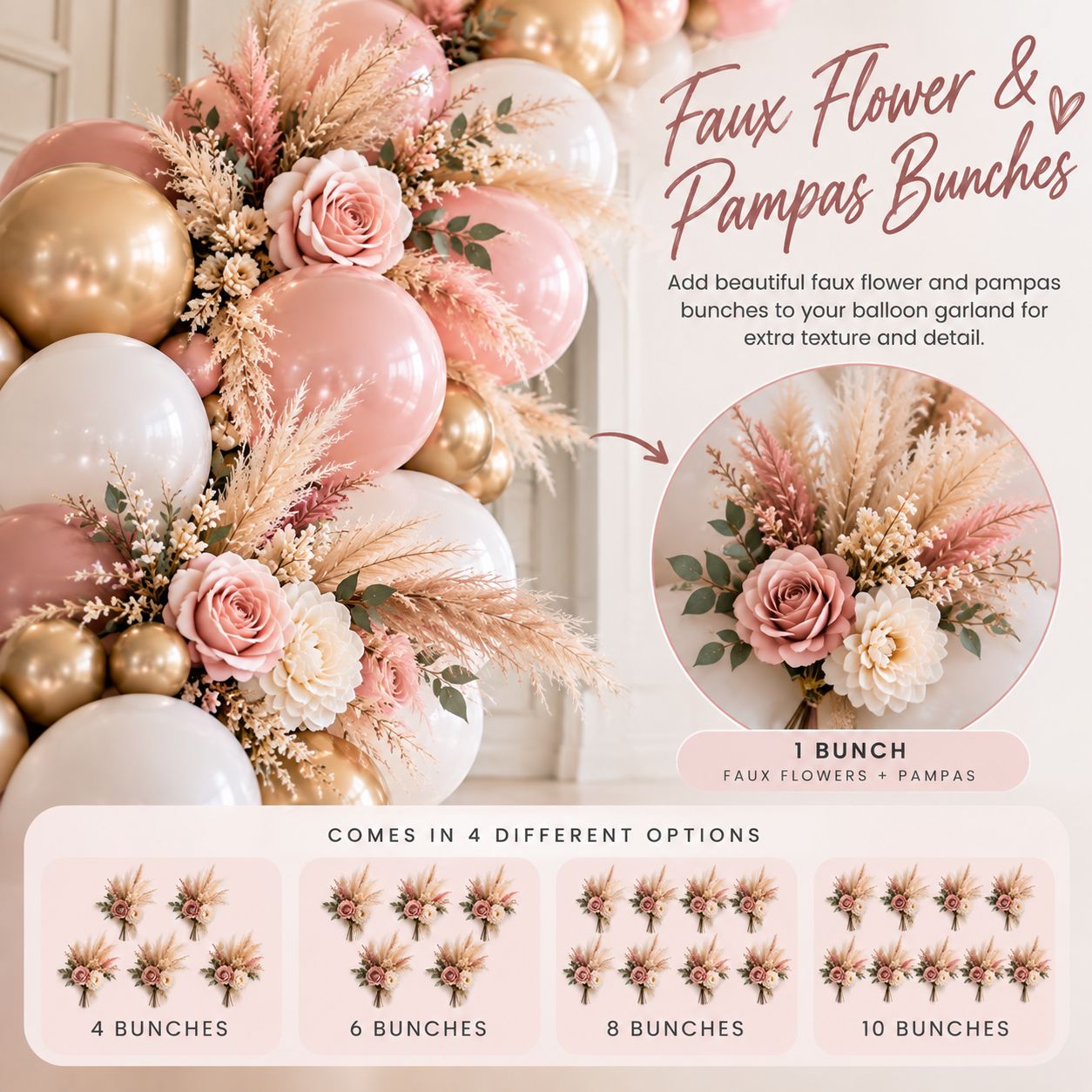 Faux Flower &amp; Pampas Bunches