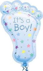 It's a Boy Blue Footprint - Supershape Foil Balloon