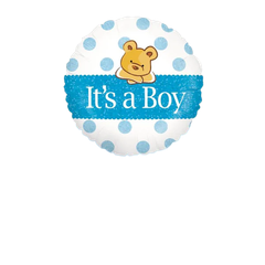 It's a Boy Blue Polka Dot Bear - 18-inch Foil Balloon