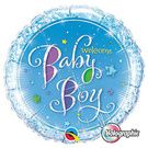 Welcome Baby Boy Blue Script - 18-inch Foil Balloon