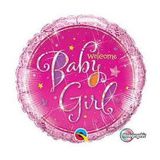 Welcome Baby Girl Pink Script - 18-inch Foil Balloon