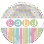 Welcome Baby Pastel Stripes - 18-inch Foil Balloon