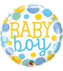 Baby Boy Blue and Yellow Dots - 18-inch Foil Balloon