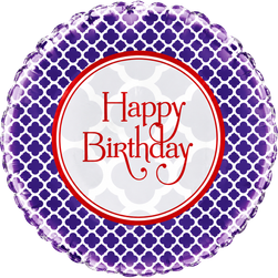 Happy Birthday Purple Geometric - 18-inch Foil Balloon