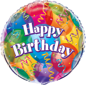 Happy Birthday Rainbow Script Balloons - 18-inch Foil Balloon