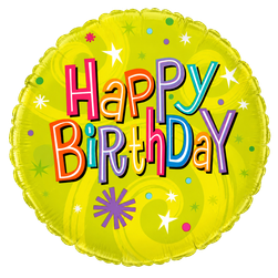 Happy Birthday Yellow Flowers - 18-inch Foil Balloon