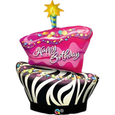 Pink Zebra Tiered Birthday Cake - Supershape Foil Balloon