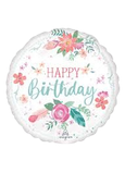 Happy Birthday Floral Wreath - 18-inch Foil Balloon