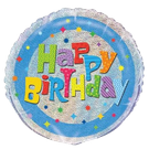 Happy Birthday Pale Blue Confetti - 18-inch Foil Balloon
