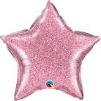 Glitter Pink Star - Foil Balloon