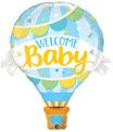 Welcome Baby Blue Hot Air Balloon - Supershape Foil Balloon