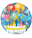 Make a Wish Blue Birthday Cake - 18-inch Foil Balloon