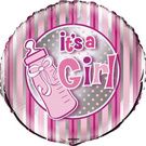 It's a Girl Pink Stripes - 18-inch Foil Balloon