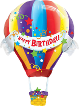 Happy Birthday Hot Air Balloon - Supershape Foil Balloon