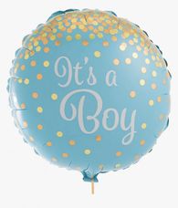 It's a Boy Blue and Gold Dots - 18-inch Foil Balloon